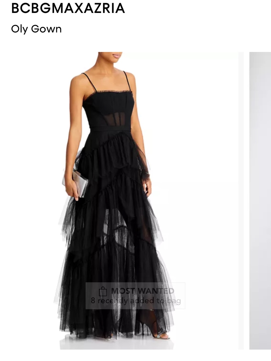 Bcbgmaxazria Black Oly Tiered Tulle Gown